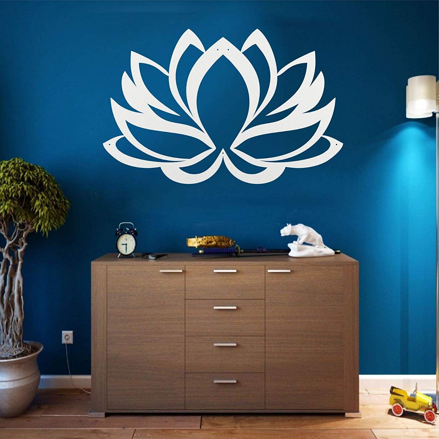 Fashionable Lamodahome Metal Wall Art, Metal Lotus Flower Art White, Wall Pertaining To Sparks Metal Wall Art (View 14 of 15)