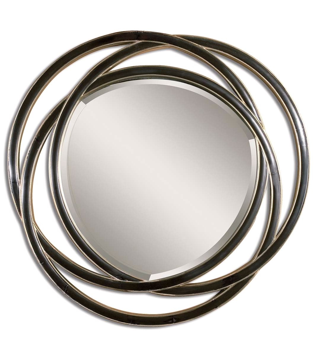 Fashionable Odalis Modern Matte Black Round Mirror With Overlapping Circle Frame Pertaining To Matte Black Led Wall Mirrors (View 13 of 15)