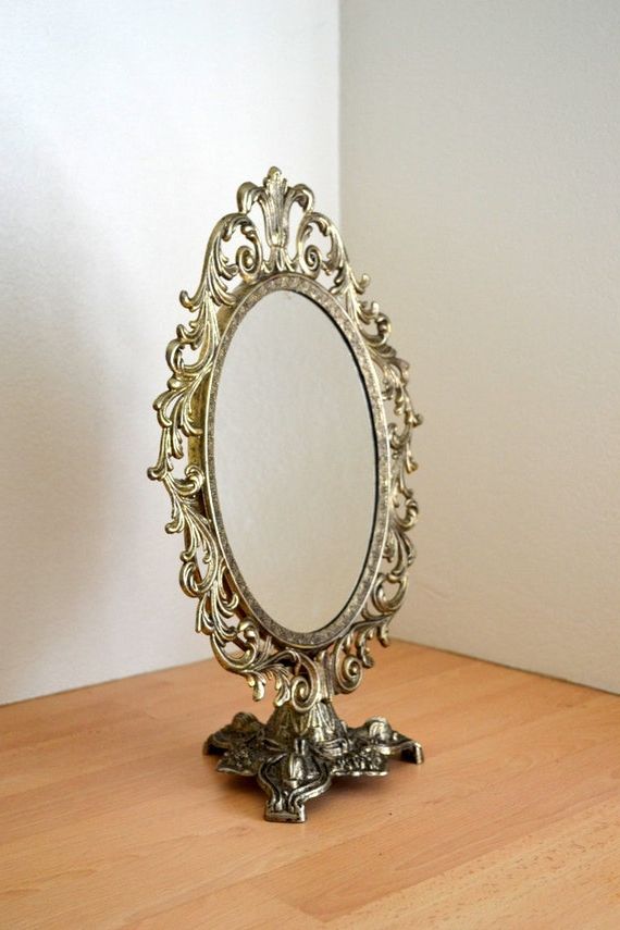 Fashionable Vintage Ornate Standing Vanity Mirror Victorian Scrolled Inside Antique Iron Standing Mirrors (View 11 of 15)