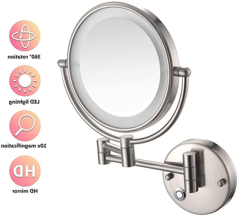 Favorite Amazon: 10x Magnifying Wall  Mounted Beauty Mirror, 8 Inch Wall Regarding Single Sided Polished Nickel Wall Mirrors (View 3 of 15)
