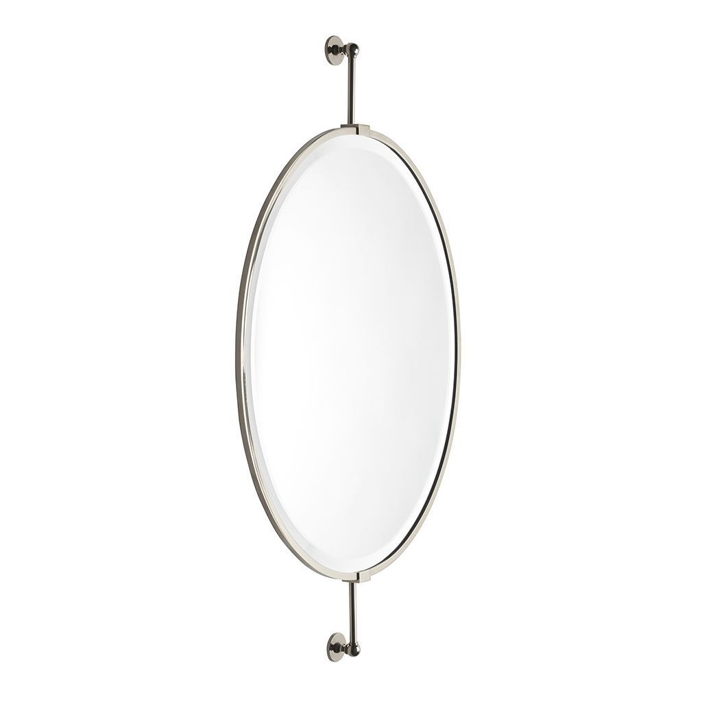 Favorite Ceiling Hung Polished Nickel Oval Mirrors Intended For Crystal Wall Mounted Oval Mirror On Bar 24" X 2 1/2" X 42 3/ (View 9 of 15)