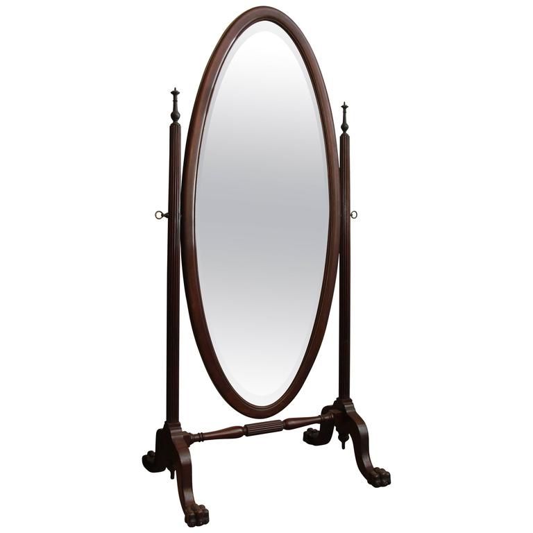 Favorite Dark Mahogany Full Length Mirrors Throughout 1910 Mahogany Cheval Mirror With Beveled Glass, Beaded Detail And Claw (View 13 of 15)