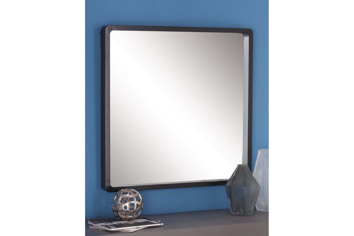 Favorite Modern Reflections 32" Rounded Square Wall Mirror In Matte Blackuma Within Black Square Wall Mirrors (View 13 of 15)