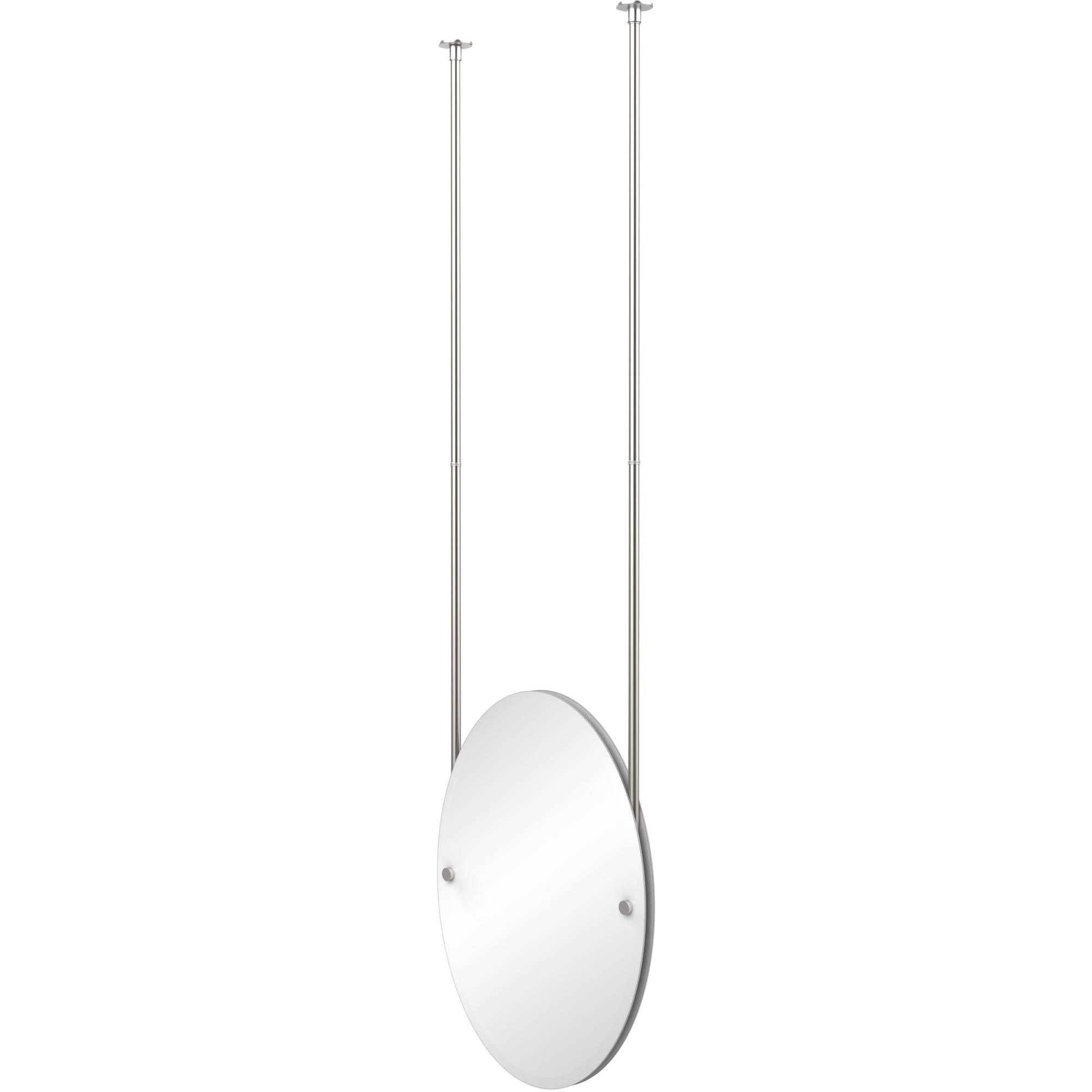 Frameless Oval Ceiling Hung Mirror With Beveled Edge In Satin Nickel Within 2021 Ceiling Hung Satin Chrome Oval Mirrors (View 9 of 15)