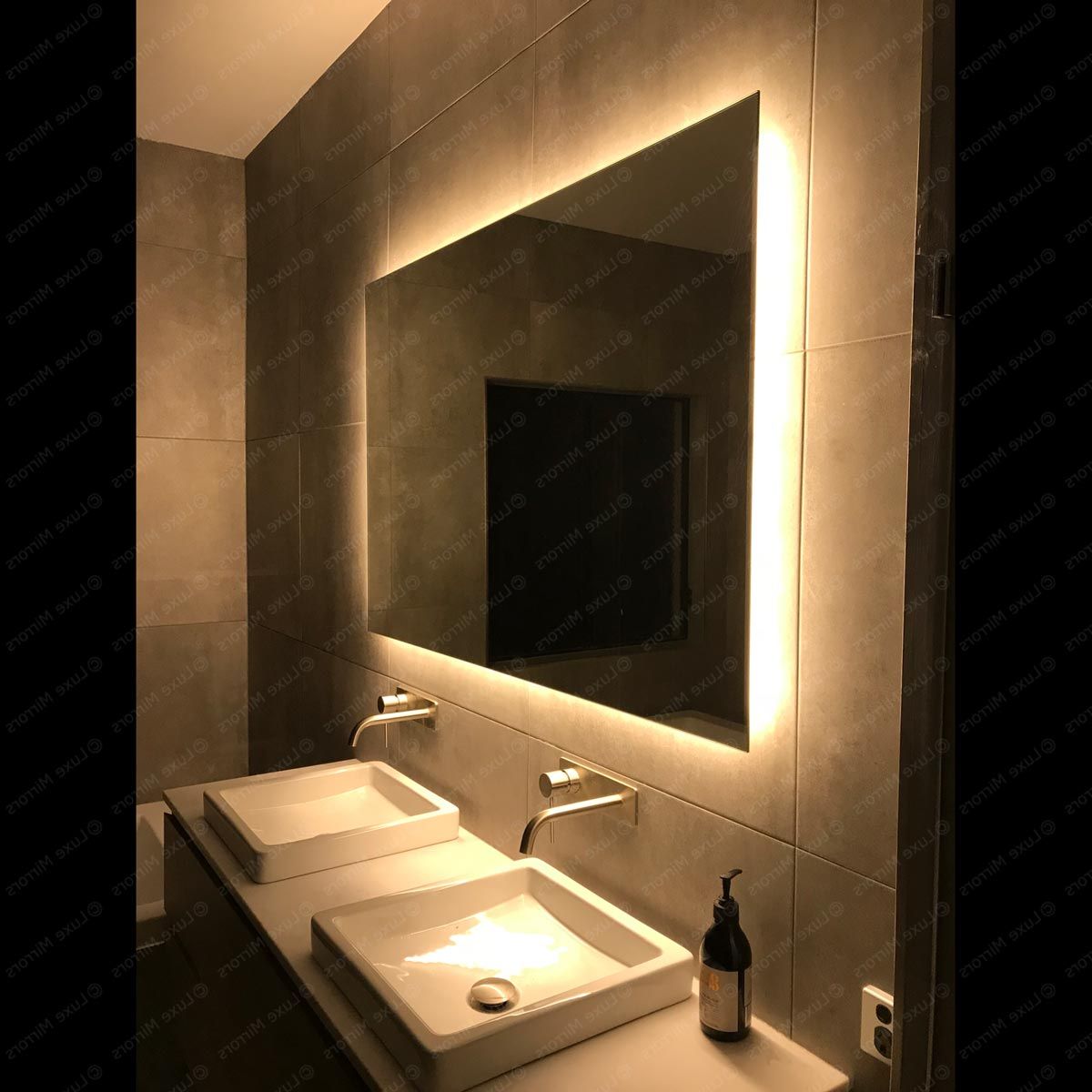 Front Lit Led Wall Mirrors Inside Most Recently Released Rear Soft Glow Led Backlit Bathroom Mirror – (90 X 75cm) Or (120 X 80cm (View 1 of 15)