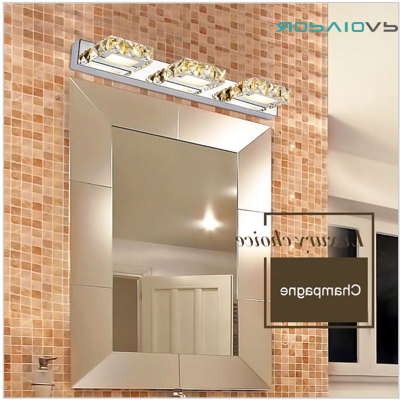 Front Lit Led Wall Mirrors Pertaining To 2021 Dvolador Square Led Mirror Front Light Crystal Modern Bathroom Mirror (View 11 of 15)