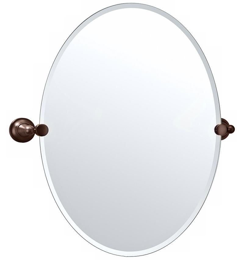 Gatco Tiara Oiled Bronze 24" X 26 1/2" Frameless Oval Mirror (View 12 of 15)