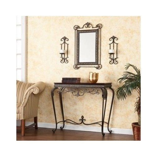 Glass 4 Piece Wall Mirrors Within Newest Entryway Hall Table 4 Piece Set Mirror Wall Sconces Decor (View 14 of 15)