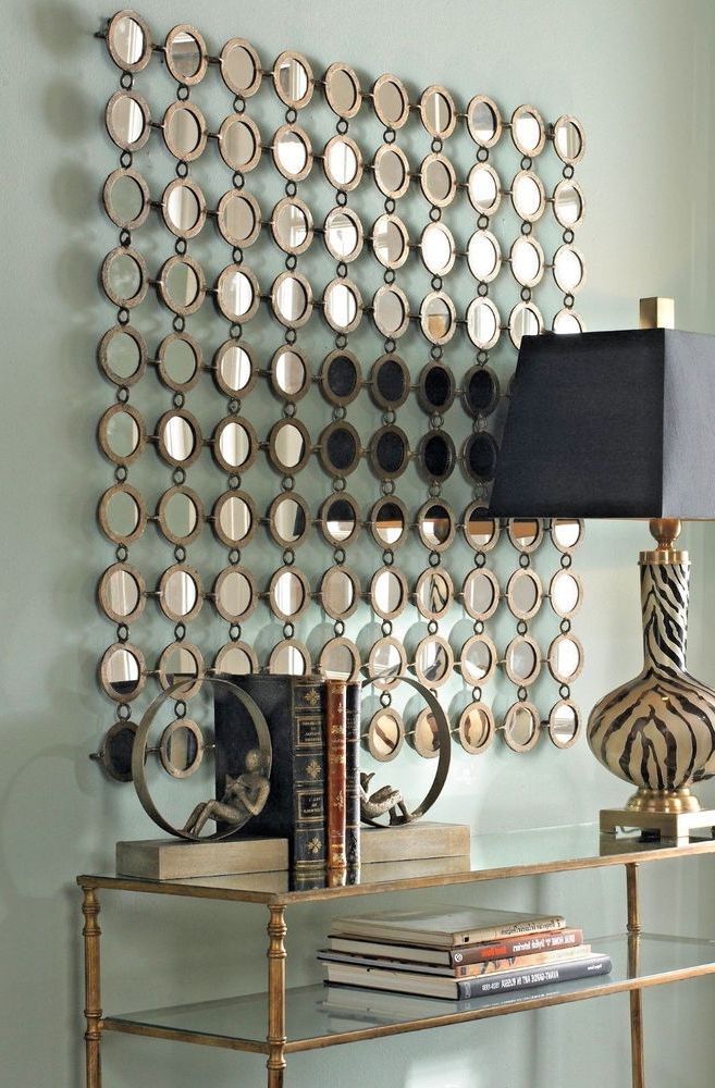 Glossy Circle Metal Wall Art Within Newest Xl Anthropologie Replica Wall Mirror Hand Forged Circles Metal Art (View 4 of 15)