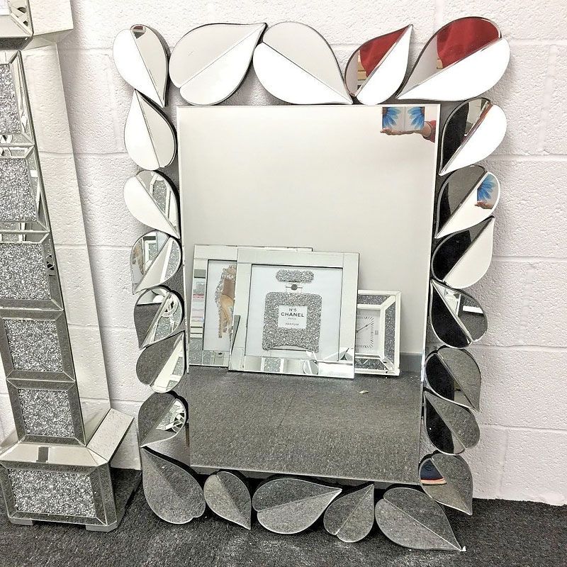 Glossy Red Wall Mirrors Throughout Most Recently Released Sparkly 120cm Petal Frame Designer Large Wall Mirror Shiny Silver (View 4 of 15)