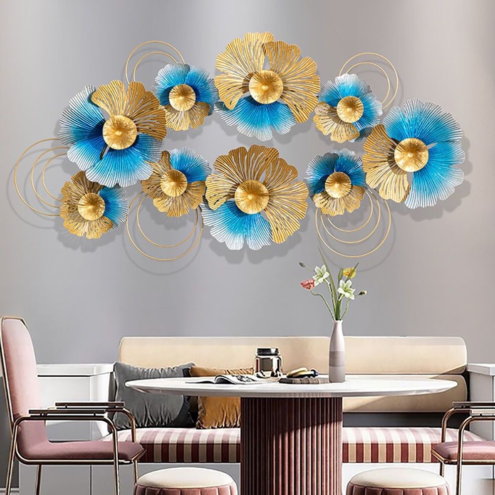 Gold And White Metal Wall Art Within Preferred Modern Creative Hanging Gold & Blue Metal Ginkgo Leaves Home Wall Decor (View 12 of 15)