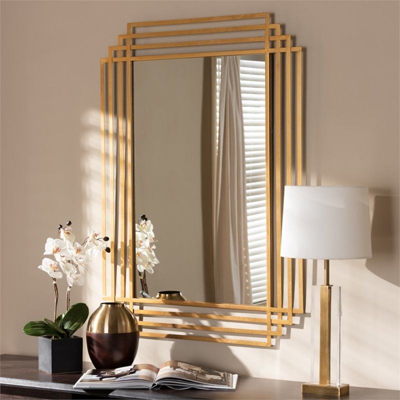Gold Modern Luxe Wall Mirrors For Most Popular Baxton Studio Kalinda Decorative Wall Mirror In Gold – 150 21003 8871 Cymx (View 10 of 15)