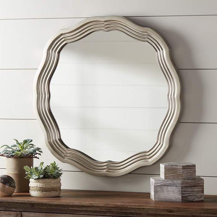Gold Scalloped Wall Mirrors With Preferred Dara Silver 32 1/2" Scalloped Round Wall Mirror – #1g (View 3 of 15)