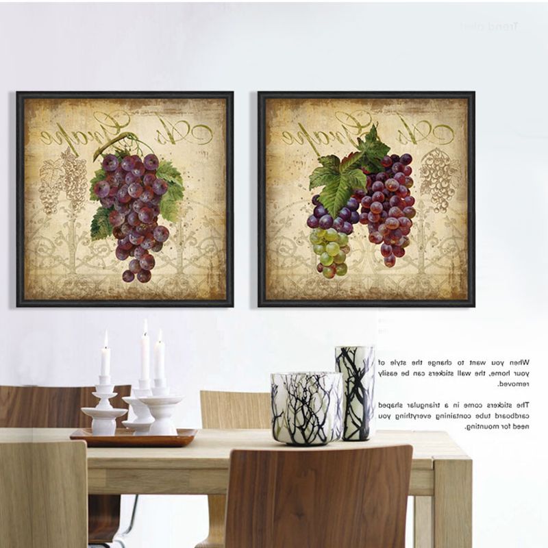 Grapes Wall Art Pertaining To Newest Fruit Painting Still Life Grape Poster Vintage Home Decor Wall Art (View 8 of 15)