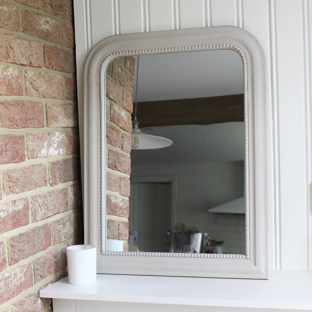 Gray Washed Wood Wall Mirrors Intended For Fashionable Stoney Grey Wooden Beaded Mirrorlime Tree London (View 6 of 15)