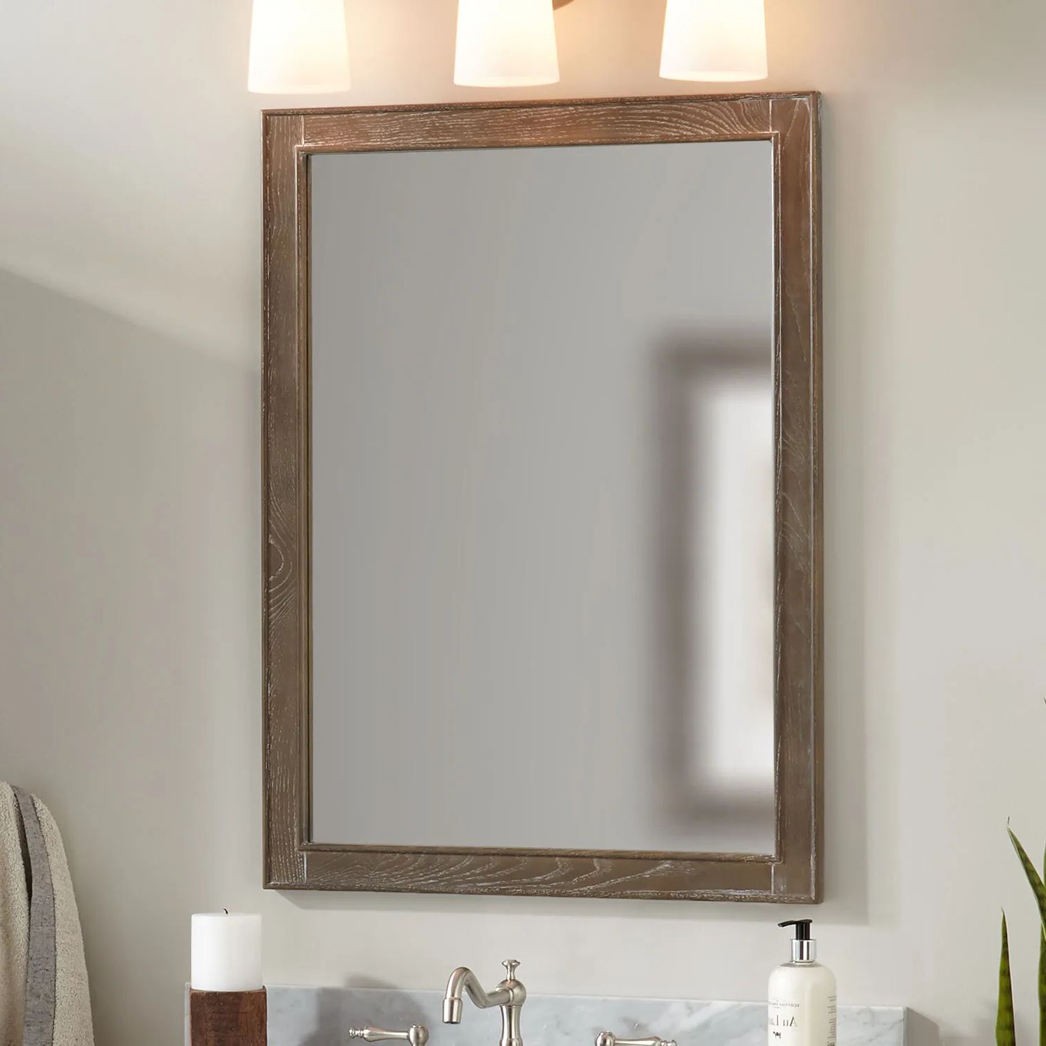 Gray Washed Wood Wall Mirrors With Famous Chelles Vanity Mirror – Gray Wash – Bathroom Mirrors – Bathroom (View 5 of 15)