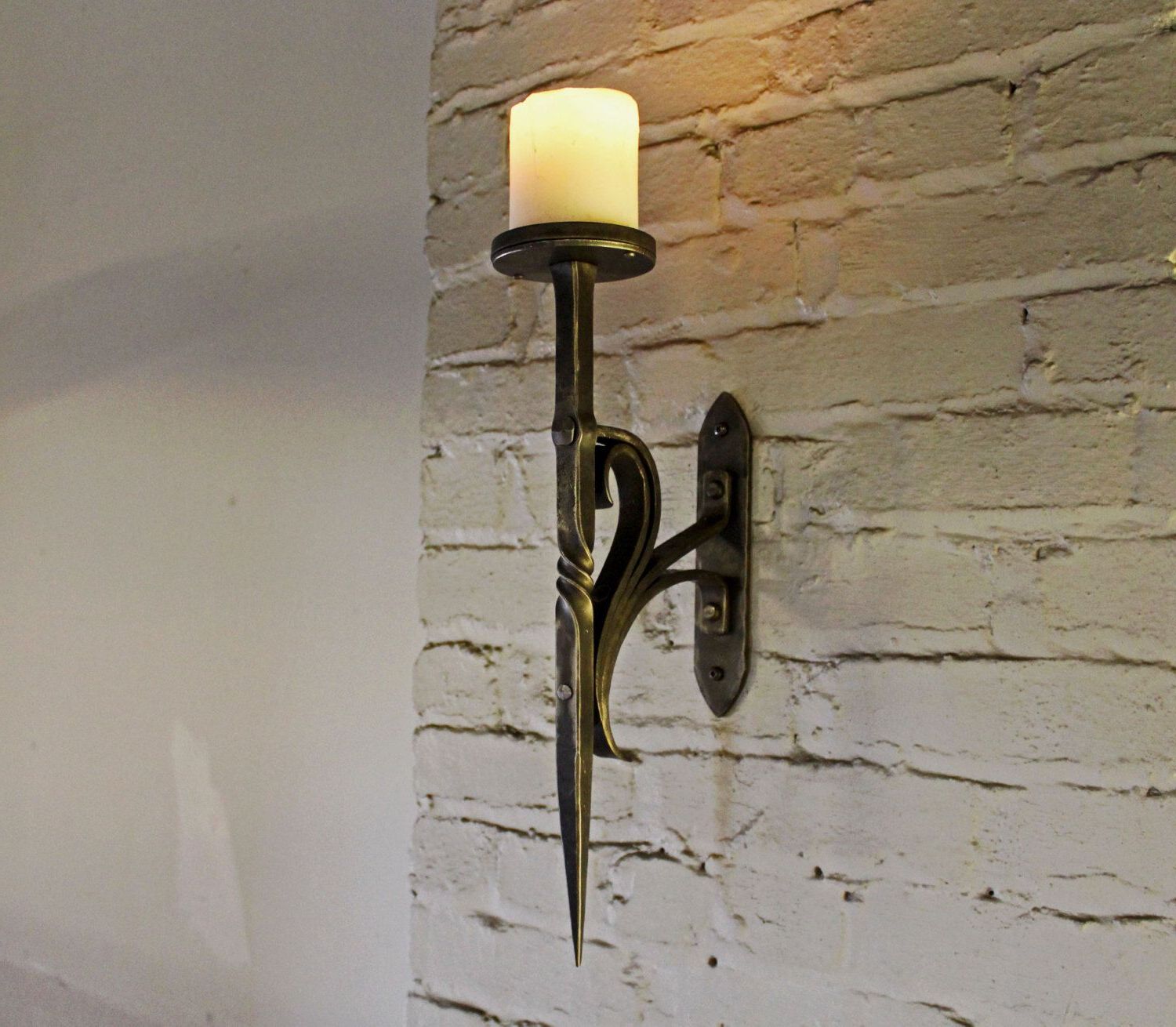 Hand Forged Candle Sconce, Blacksmith Forged, Iron Sconce, Decorative With Most Recent Hand Forged Iron Wall Art (View 15 of 15)
