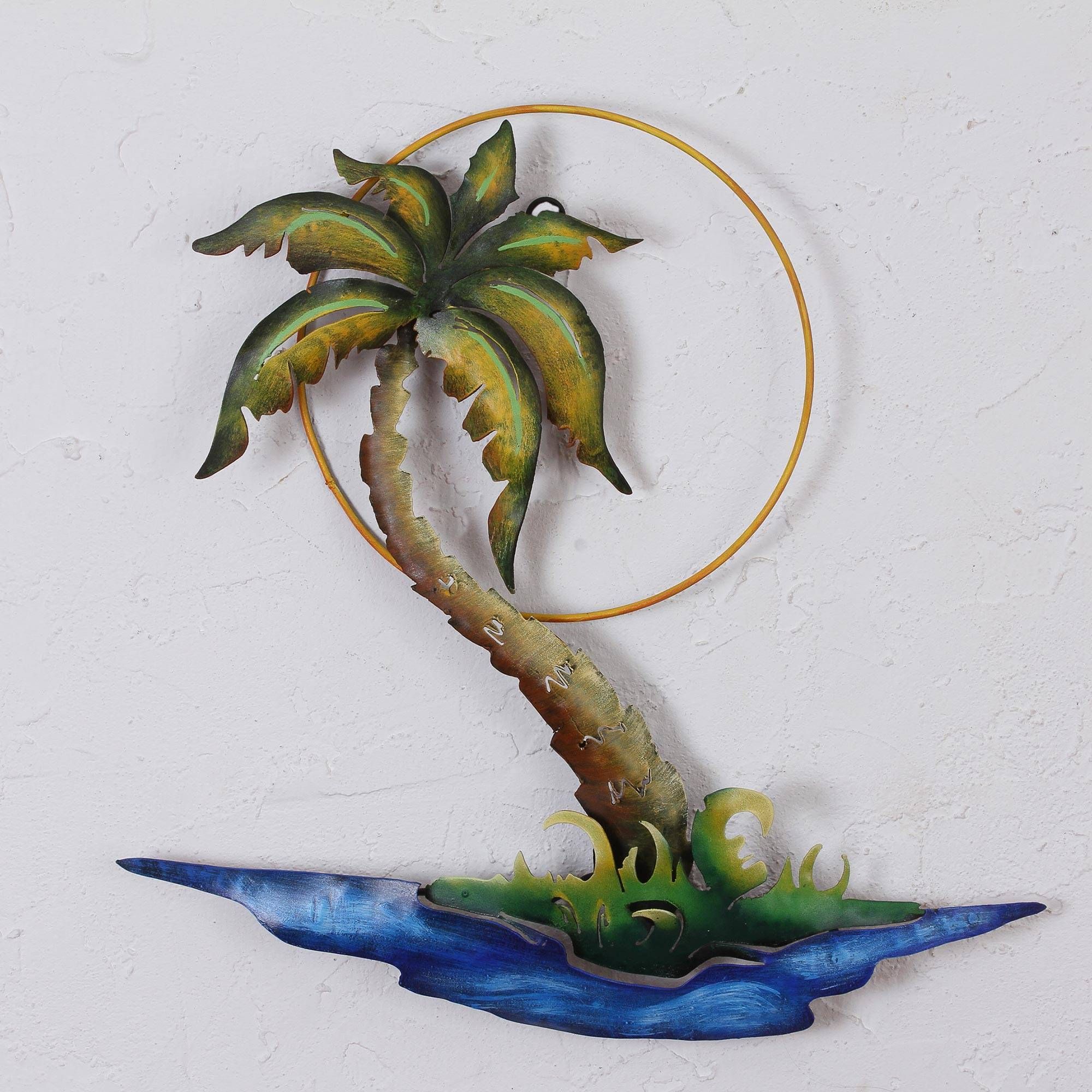 Hand Painted Metal Wall Art Of Palm Tree And Beach – Swaying Palm (View 7 of 15)