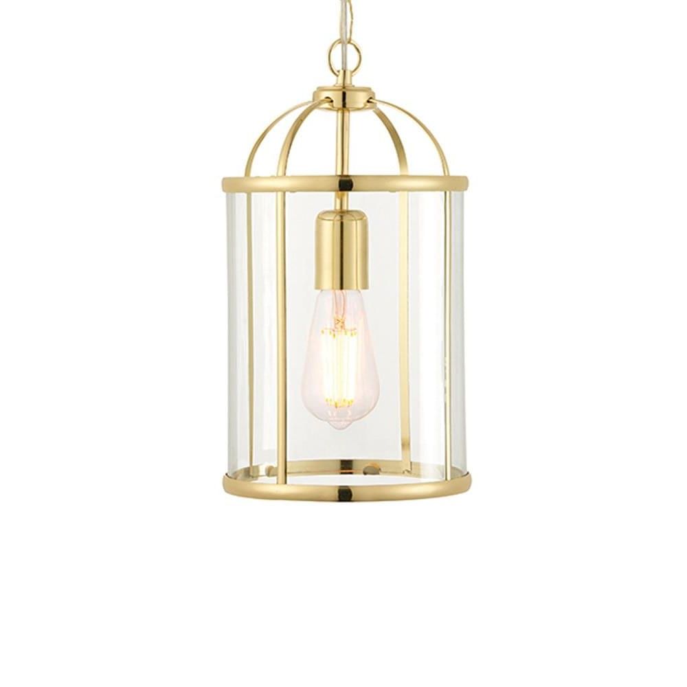 Hanging Hall Ceiling Lantern Pendant Light In Polished Brass And Clear Within Well Liked Ceiling Hung Polished Brass Mirrors (View 9 of 15)