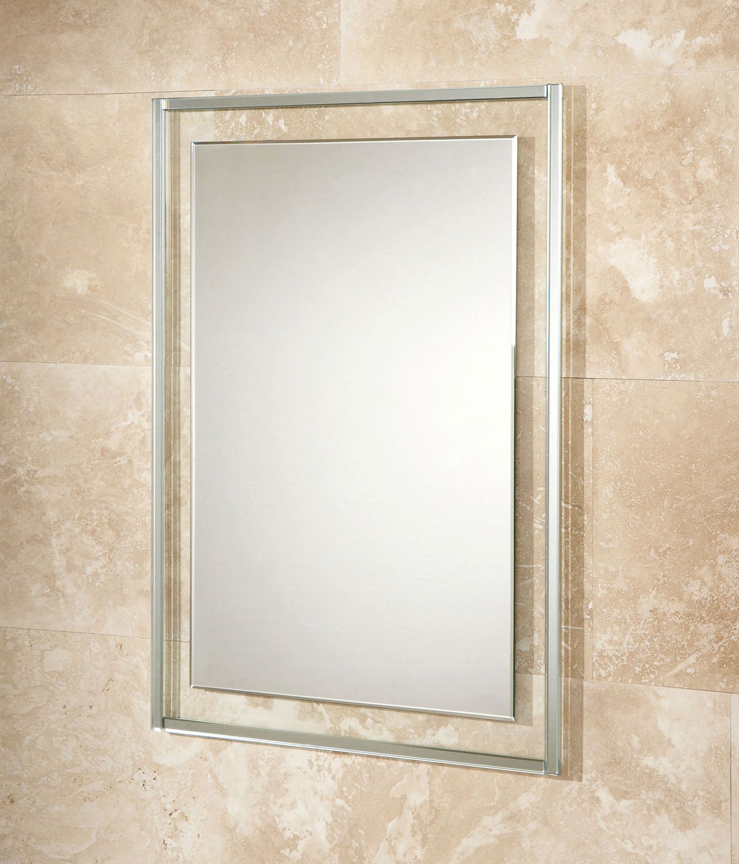 Hib Georgia Bevelled Edge Mirror On Clear Glass Frame 500 X 700mm In Most Current Clear Wall Mirrors (View 8 of 15)