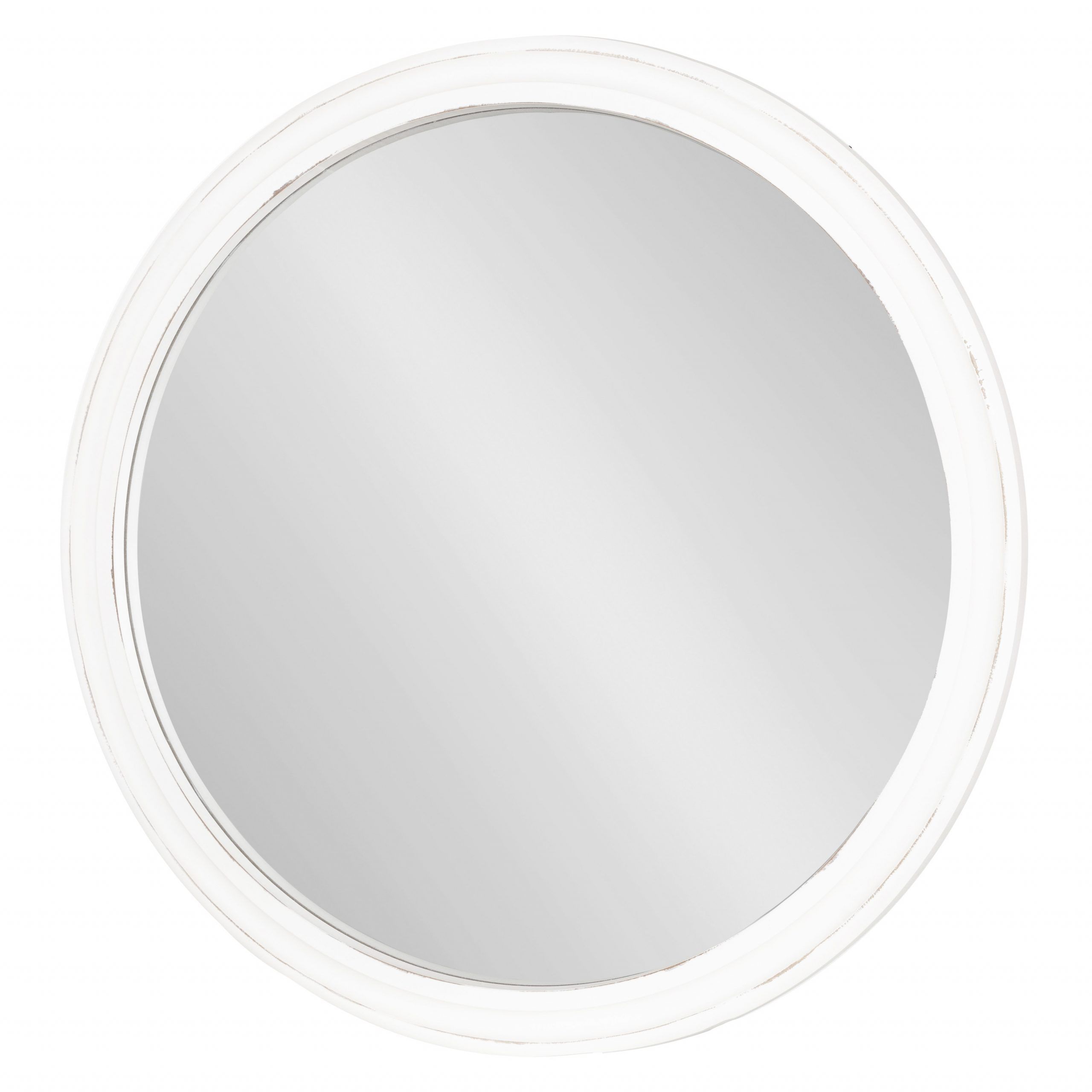 Kate And Laurel Mansell Farmhouse Wood Framed Round Wall Mirror, 28 Intended For Well Known Stitch White Round Wall Mirrors (View 13 of 15)