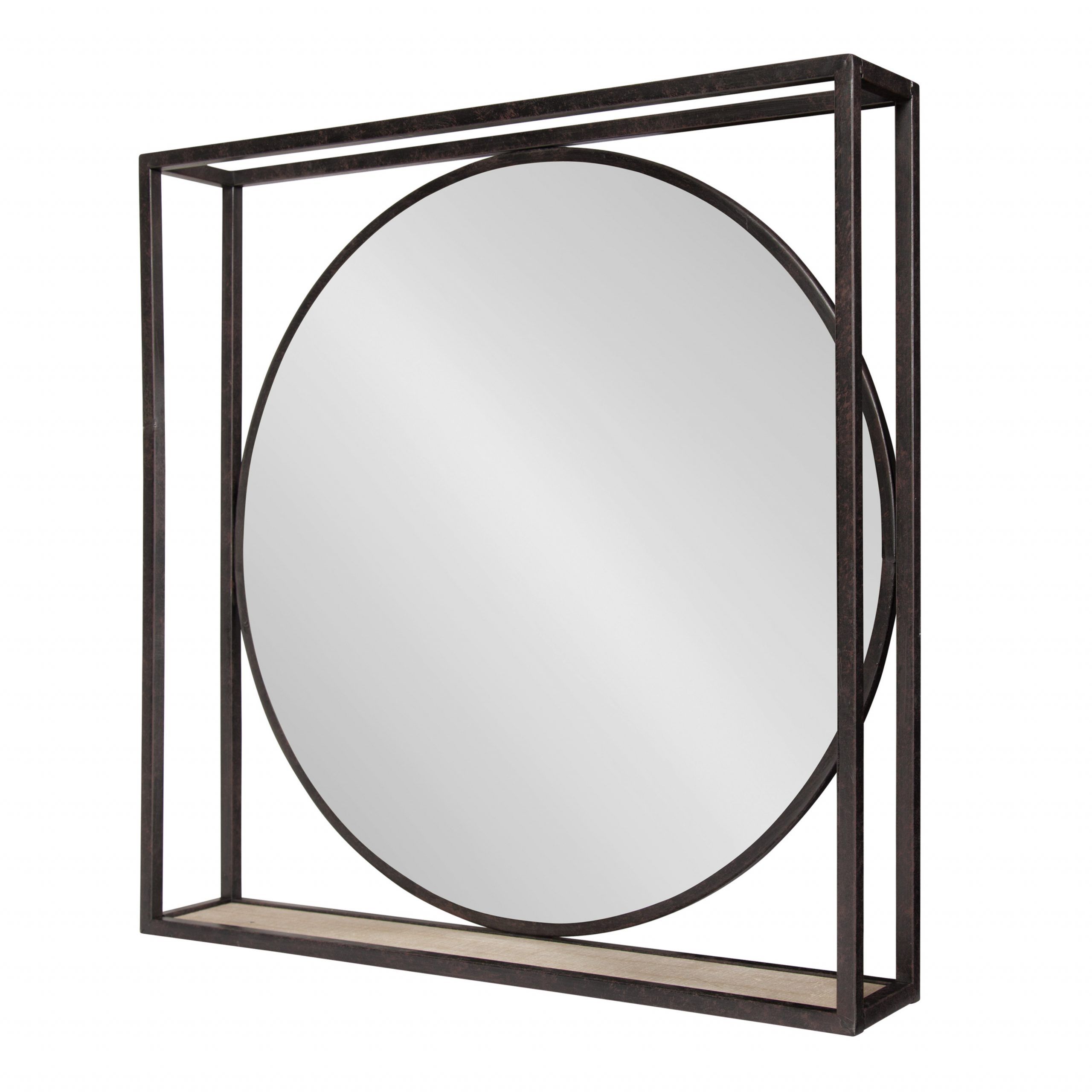 Kate And Laurel Mccauley Decorative Rustic Modern Round Vanity Mirror Throughout Most Recent Square Bronze Metal Wall Art (View 12 of 15)