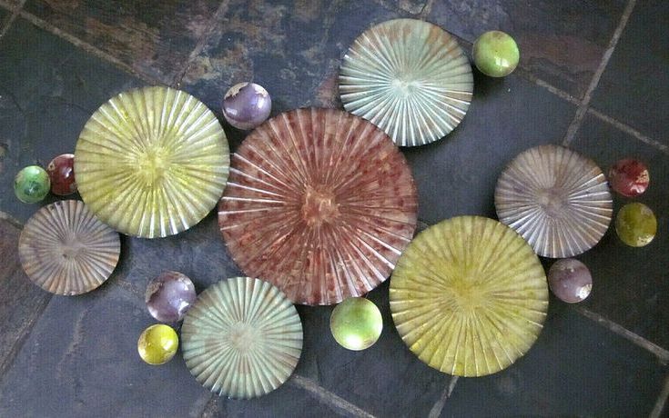 Large Multi Color Circles Metal Art Wall Decor Mid Century Modern Style Within Most Recently Released Mmulti Color Metal Wall Art (View 14 of 15)