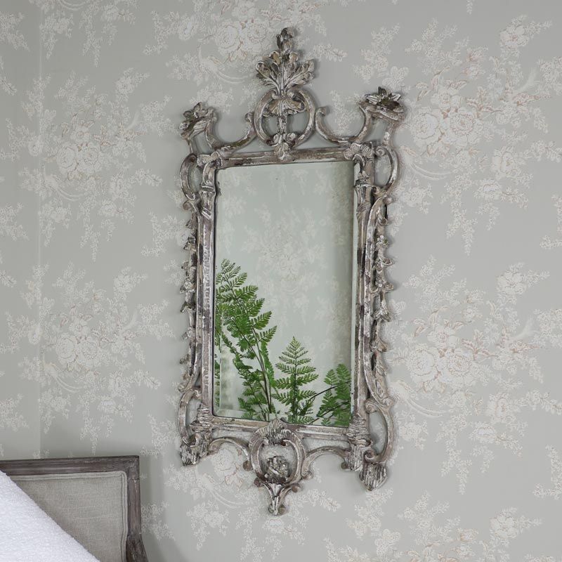 Large Ornate Rustic Antique White Wall Mirror – Melody Maison® Intended For Most Popular White Wall Mirrors (View 13 of 15)