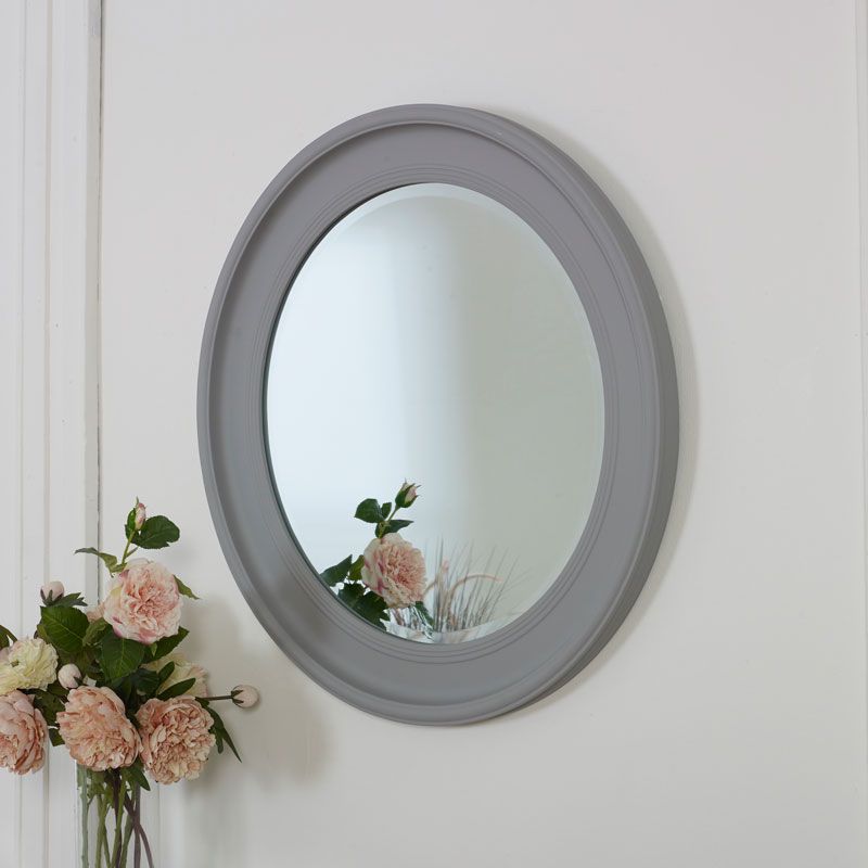 Large Round Vintage Grey Wall Mirror 80cm X 80cm – Windsor Browne With Most Popular Round Scalloped Wall Mirrors (View 6 of 15)