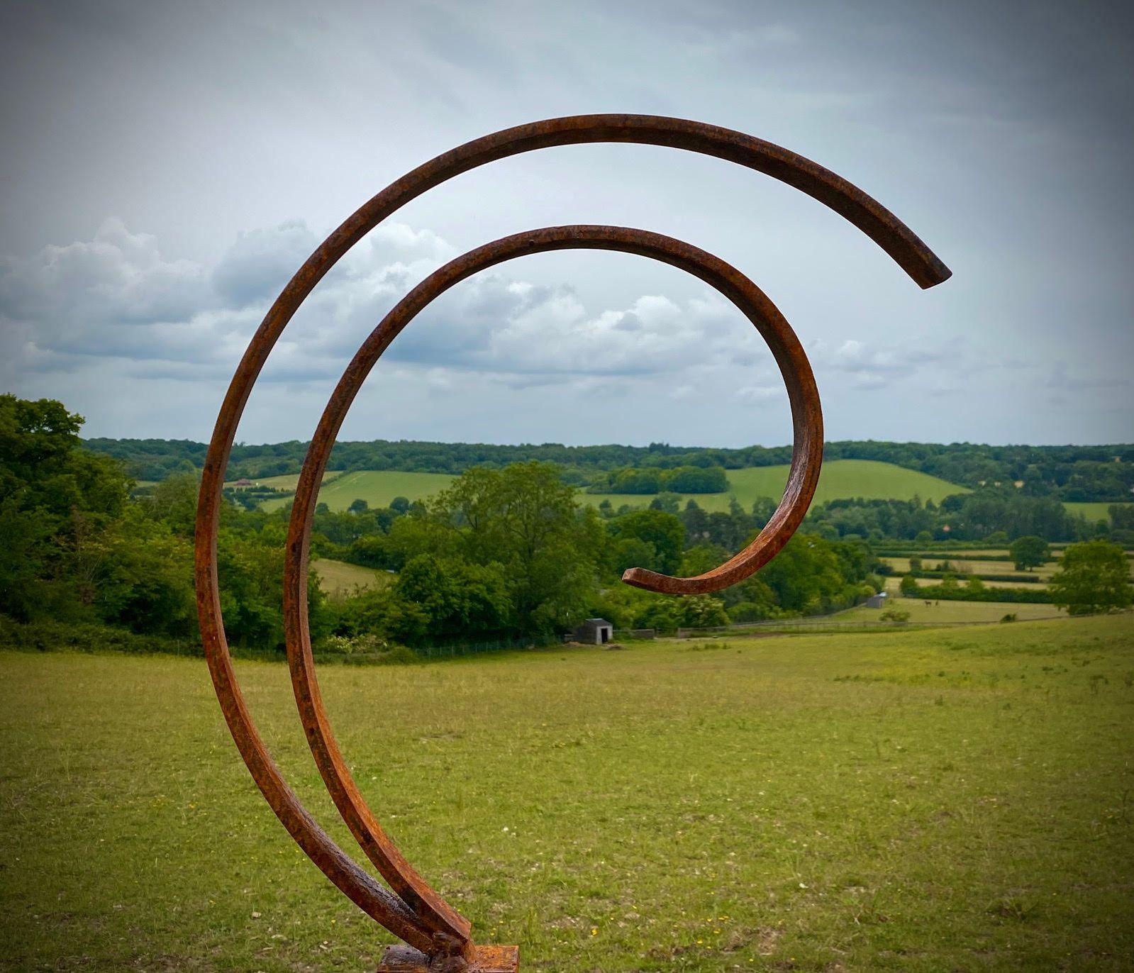 Large Rustic Metal Garden Art Abstract Flowing Swirl Metal Ring Pertaining To Recent Layered Rings Metal Wall Art (View 8 of 15)