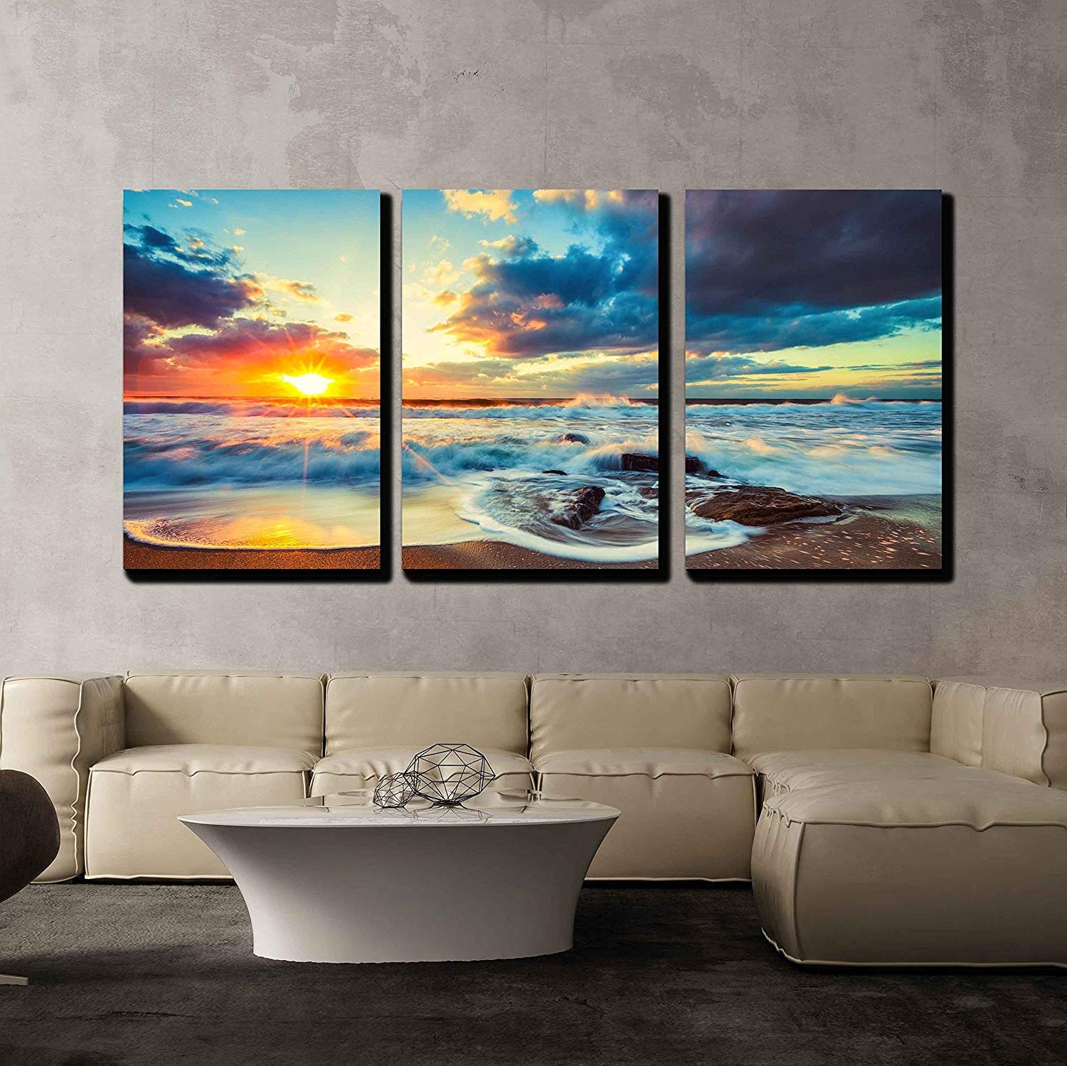 Large Wall Decor Ornaments Intended For Most Popular Wall26 3 Piece Canvas Wall Art – Beautiful Cloudscape Over The Sea (View 15 of 15)