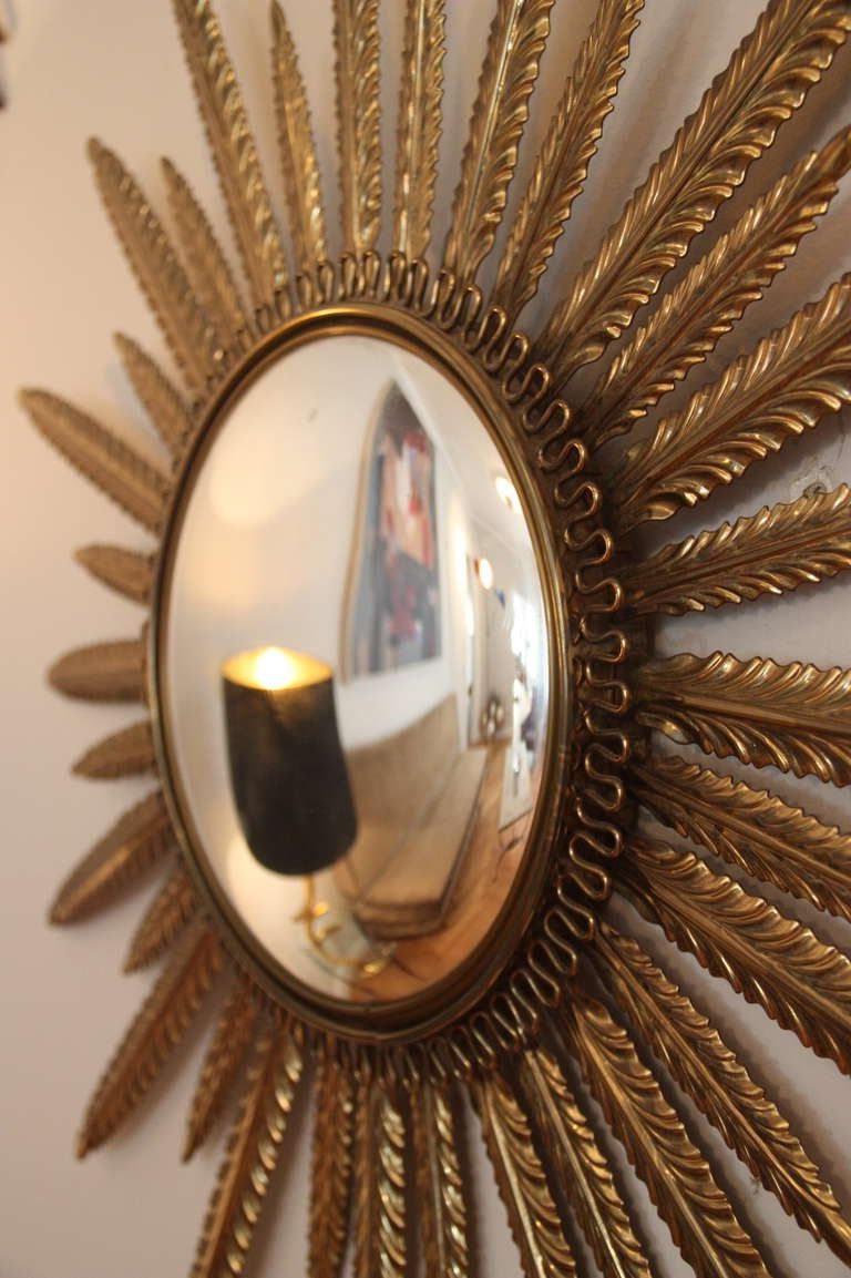 Latest Brass Sunburst Wall Mirrors Intended For Sunburst Mirror Wall, Five Brass, Convex Mirrors, France Circa 1950 At (View 1 of 15)