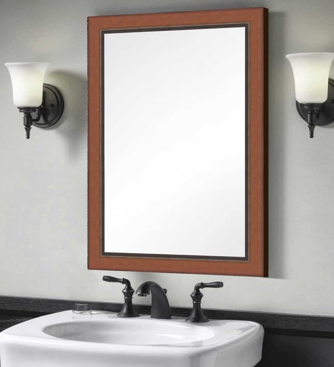 Latest Buy Synthetic Wood Rectangle Wall Mirror In Brown Colourelegant Throughout Rectangular Grid Wall Mirrors (View 5 of 15)