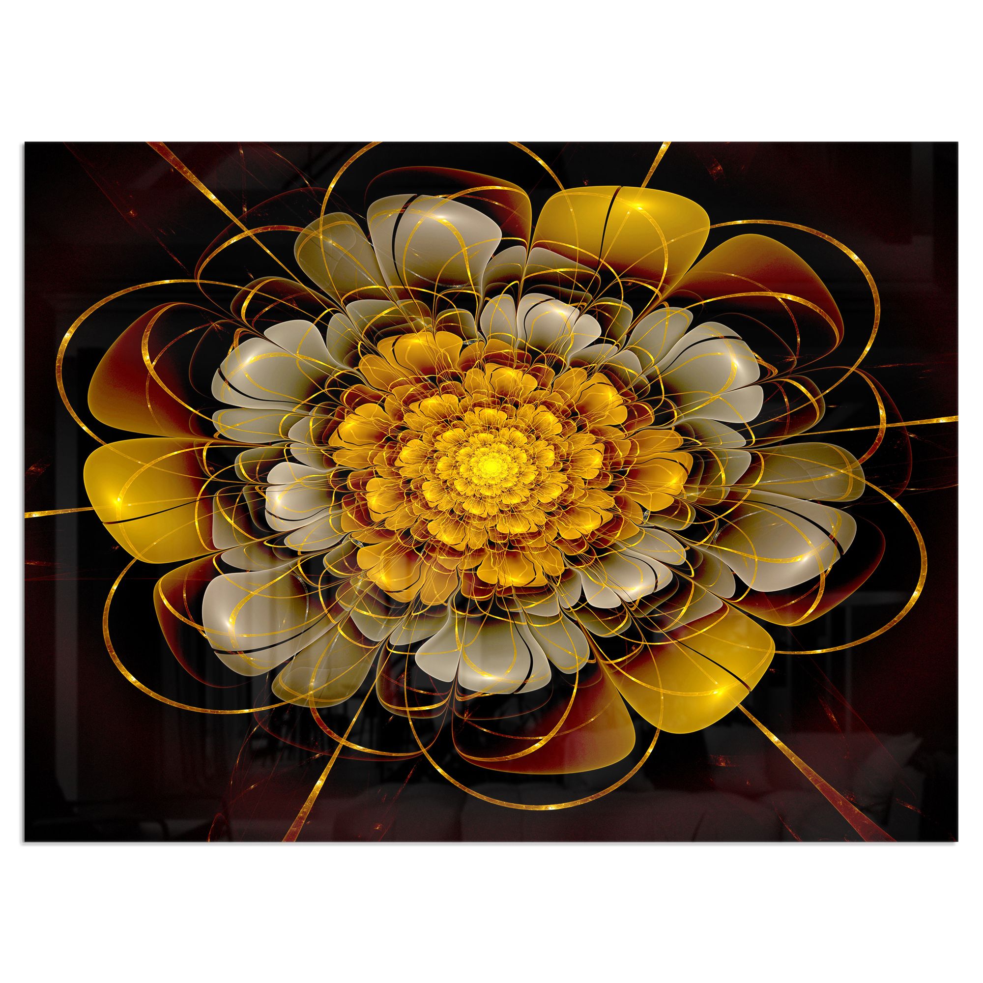 Latest Gold And Silver Metal Wall Art For Designart 'dark Gold Fractal Flower ' Large Contemporary Metal Wall Art (View 7 of 15)