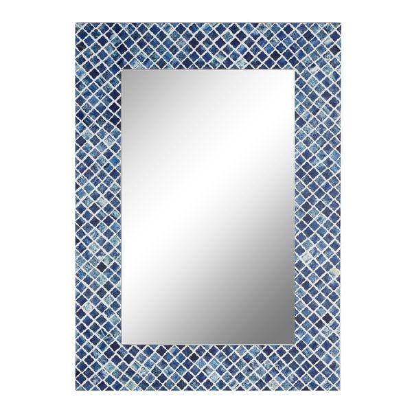 Latest Shop Rectangular Wood And Bone Wall Mirror With Blue Shell Square Pertaining To Shell Mosaic Wall Mirrors (View 14 of 15)