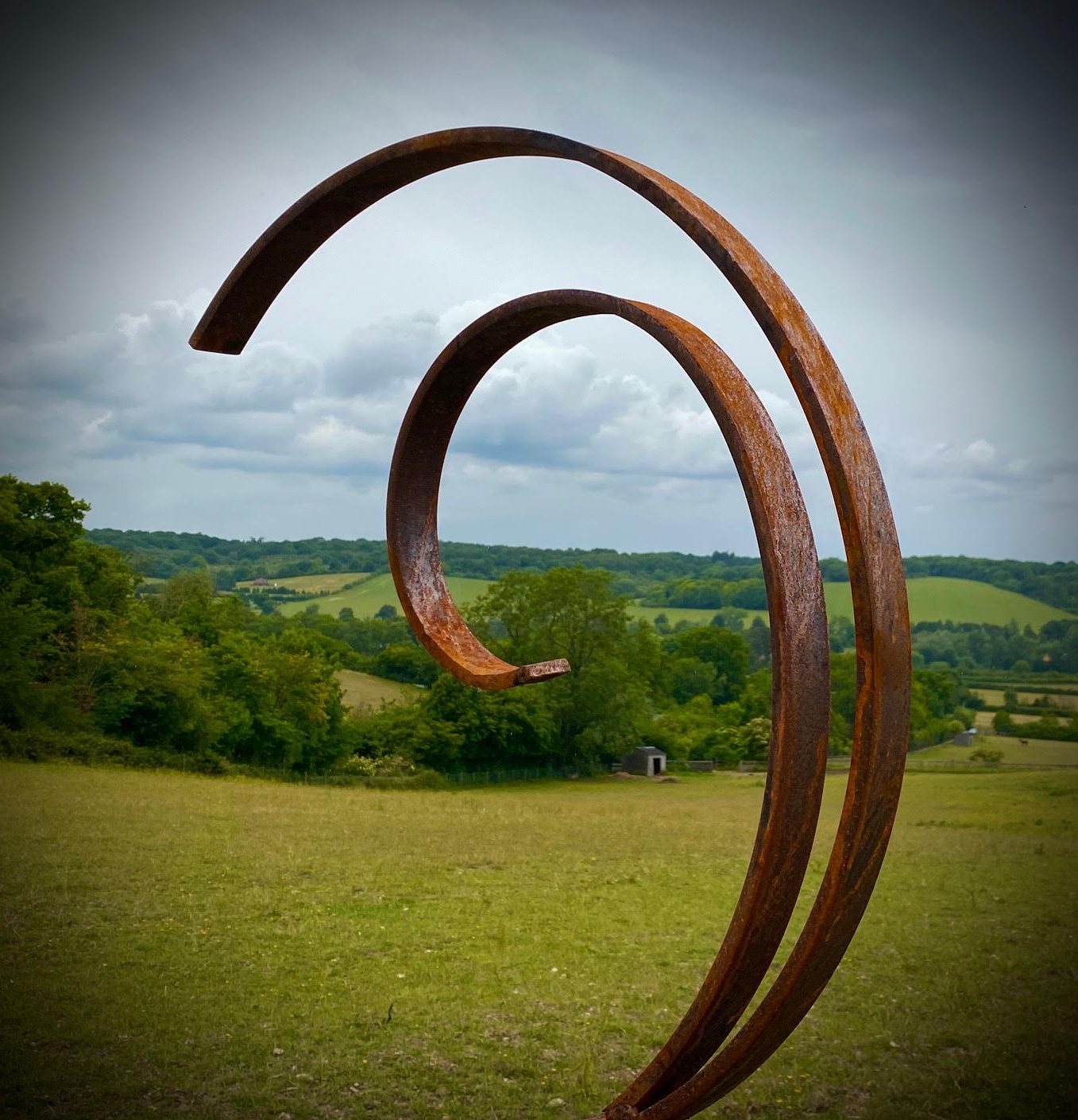 Layered Rings Metal Wall Art With Regard To Famous Large Rustic Metal Garden Art Abstract Flowing Swirl Metal Ring (View 7 of 15)