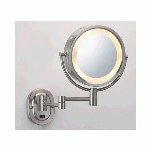 Lighted Makeup Mirror Wall: 8" Brushed Nickel Finish Dual Sided For Fashionable Single Sided Polished Nickel Wall Mirrors (View 11 of 15)