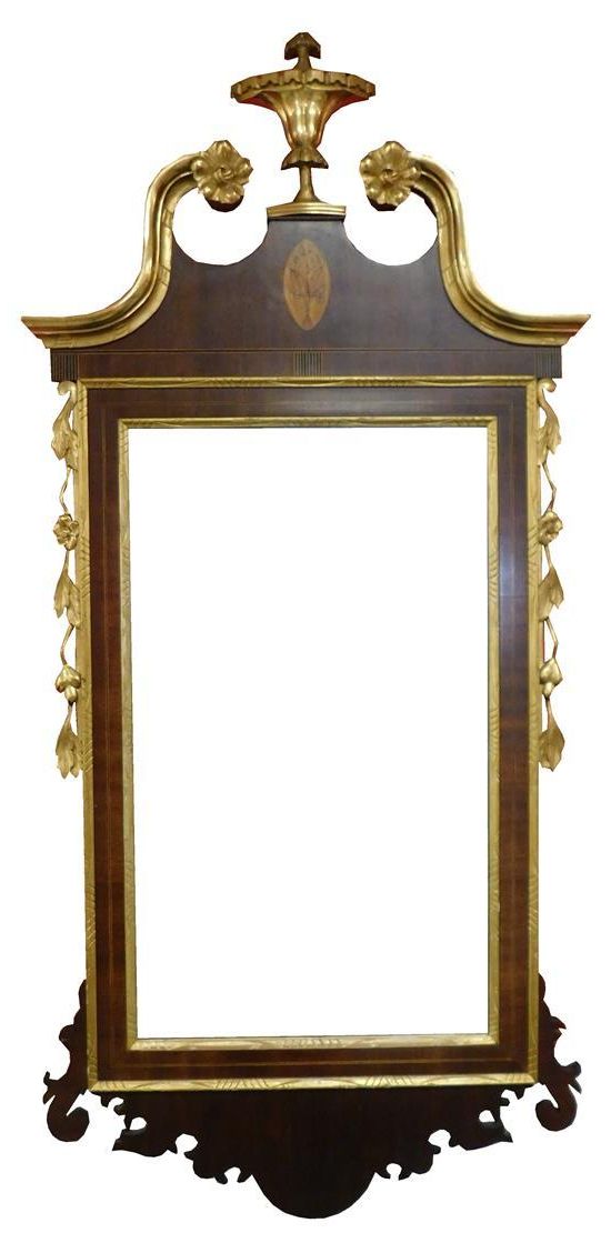 Lot – Chippendale Style Wall Mirror, Gilt Urn Finial, Mahogany With Inside 2021 Mahogany Accent Wall Mirrors (View 4 of 15)