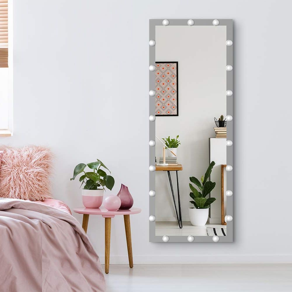 Mahogany Full Length Mirrors In Most Recently Released Beautme Large Full Length Vanity Mirror With Lighted Bulbs,aluminum (View 3 of 15)