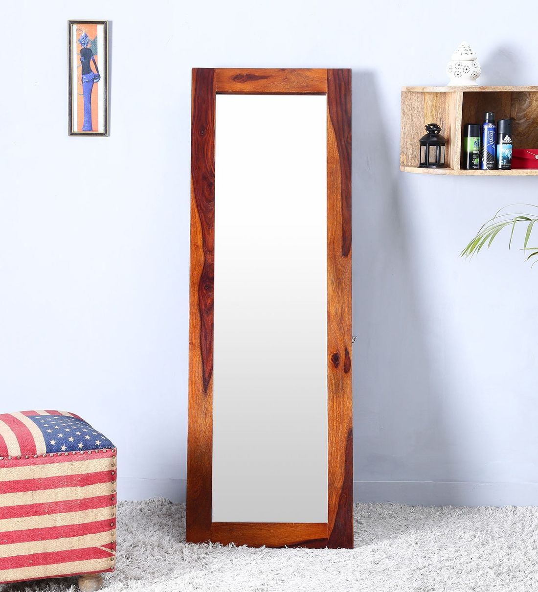 Mahogany Full Length Mirrors Within Most Current Buy Solid Wood Full Length Mirror In Brown Coloursatyam (View 7 of 15)