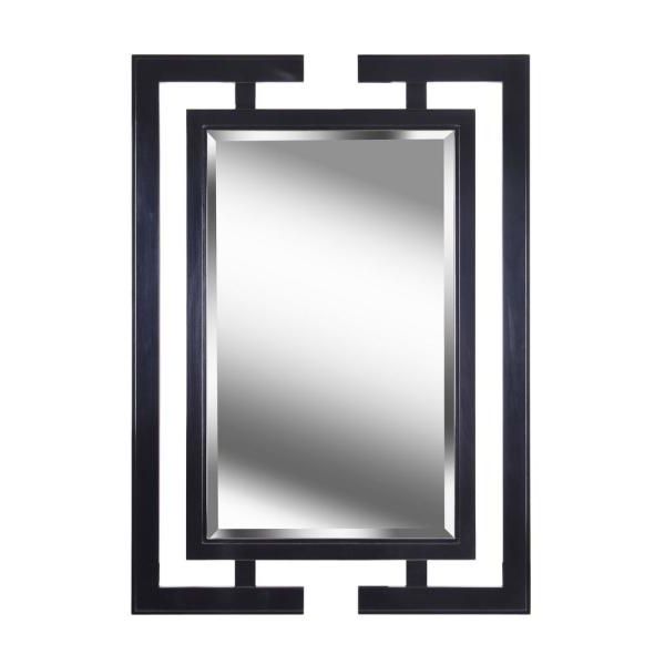 Manor Brook Large Rectangle Gloss Black Beveled Glass Art Deco Mirror Throughout 2021 Glossy Black Wall Mirrors (View 3 of 15)