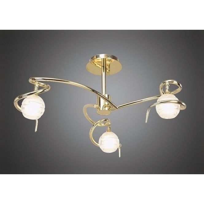 Mantra M0088pb Dali Semi Ceiling 3 Lights Polished Brass Pertaining To Most Recently Released Ceiling Hung Polished Brass Mirrors (View 7 of 15)