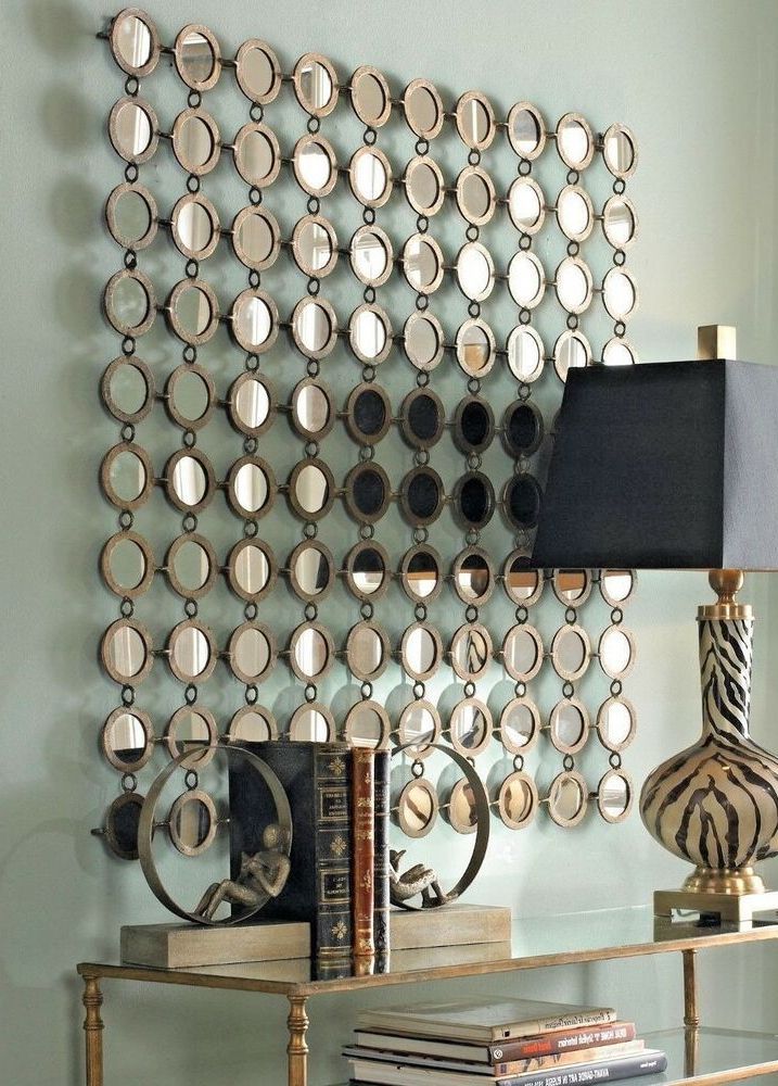Metal Mirror Wall Art For Best And Newest Xl 40" Anthropologie Wall Mirror Circles Metal Art Modern Moroccan (View 4 of 15)