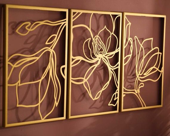 Metal Wall Art Set Of 3, Metal Wall Decor, Bedroom Wall Decor, Above For Well Known 3 Piece Metal Wall Art Set (View 7 of 15)