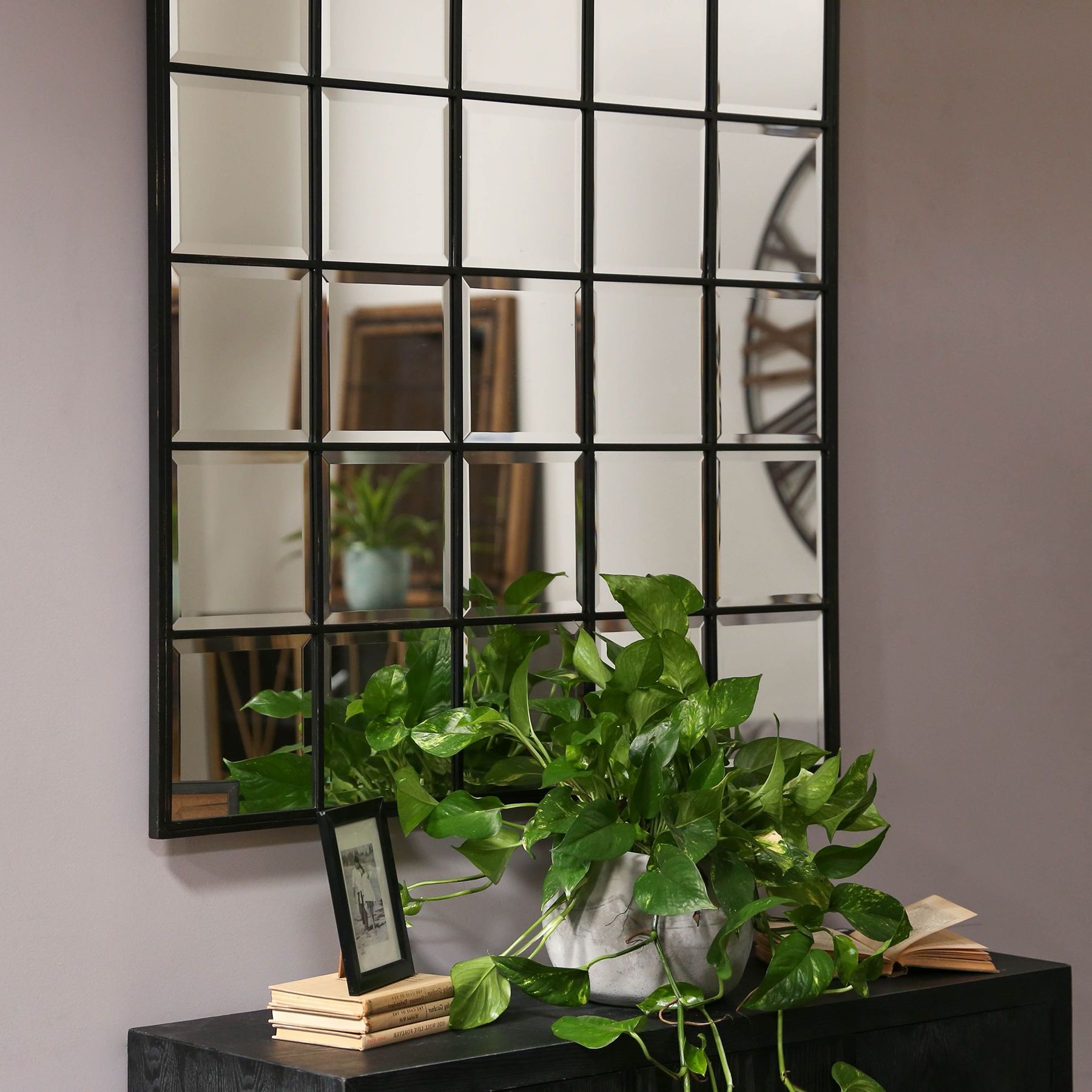 Metal Wall Mirror With Beveled Squares In Black Finish; Item 44705 Within Newest Metal Mirror Wall Art (View 15 of 15)