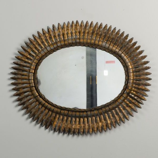 Mid Century Oval Metal Sunburst Mirror – Item:7446 With Most Popular Twisted Sunburst Metal Wall Art (View 12 of 15)