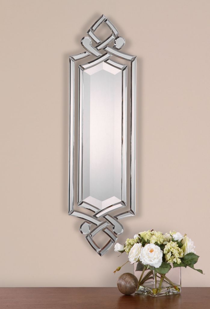 Modern Oversized Wall Mirrors Regarding Fashionable Modern Frameless Scrolled Venetian Beveled Wall Mirror Large  (View 2 of 15)