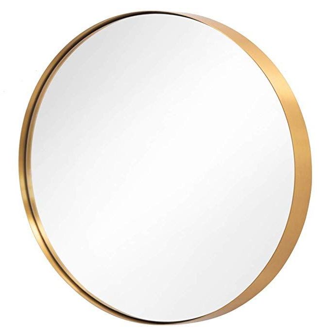 Most Current Brushed Gold Wall Mirrors With Regard To Round Mirror For Bathroom, Gold Circle Mirror For Wall Mounted,  (View 8 of 15)