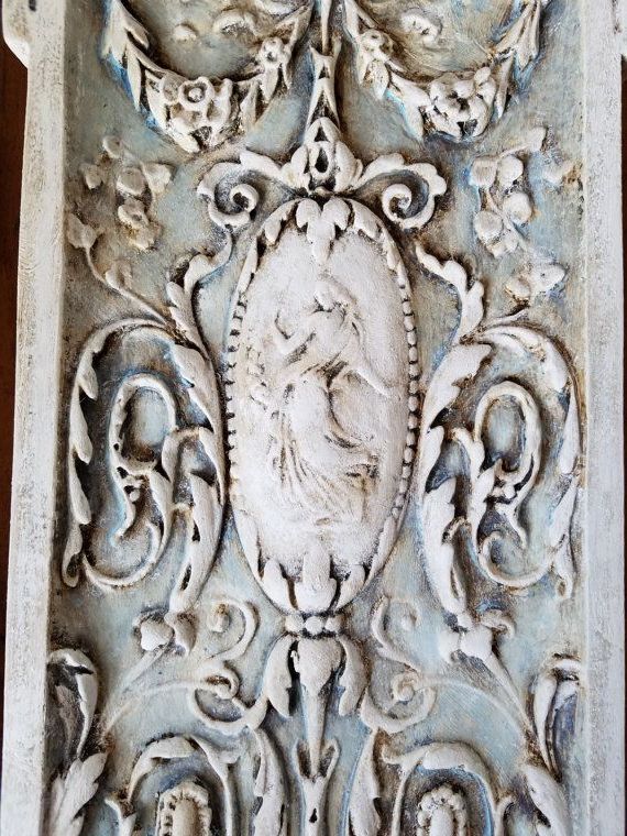 Most Current Filigree Screen Wall Art Intended For French Country White & Blue Decorative Wall Panel Wall Plaque Rustic (View 9 of 15)