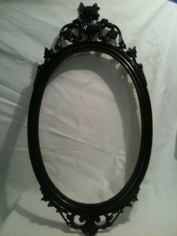 Most Current Gloss Black Oval Picture Frame Mirror Shabby Chic Baroque With Regard To Glossy Blue Wall Mirrors (View 15 of 15)